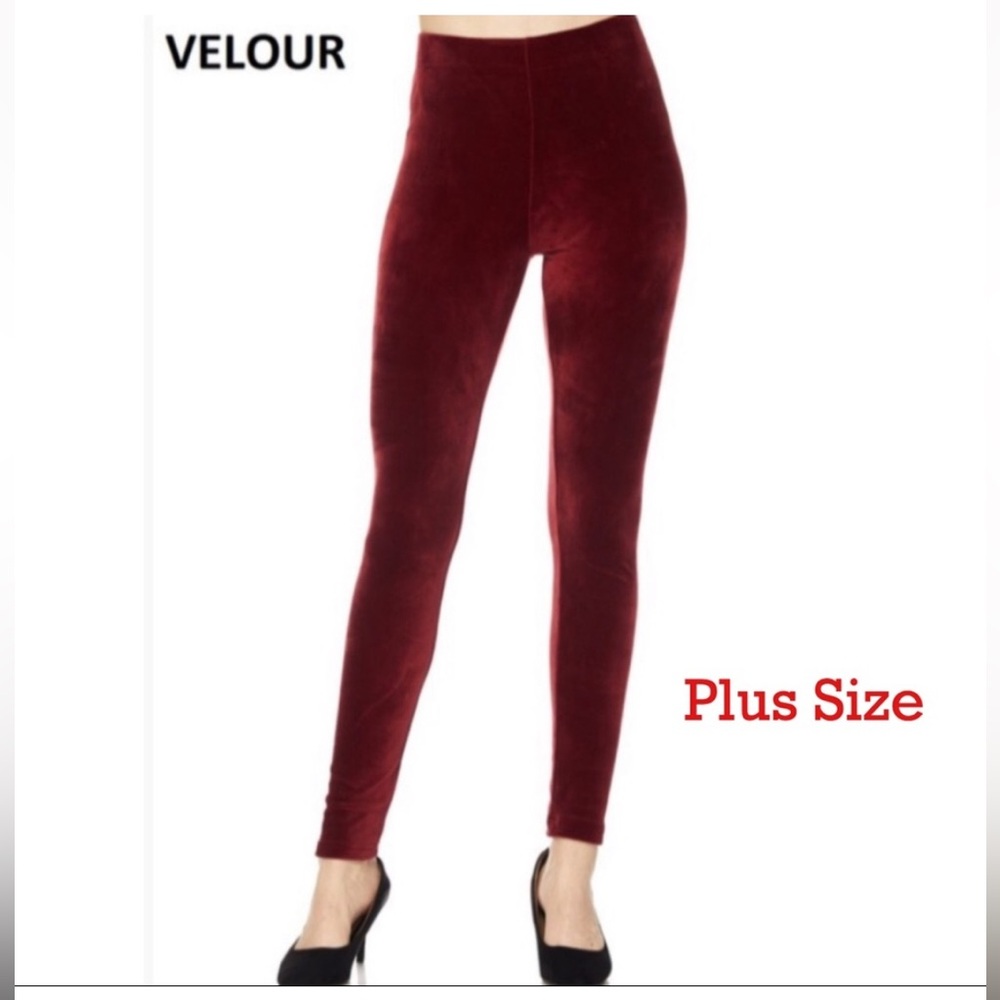 NWT Plus Size Burgundy Velour Leggings